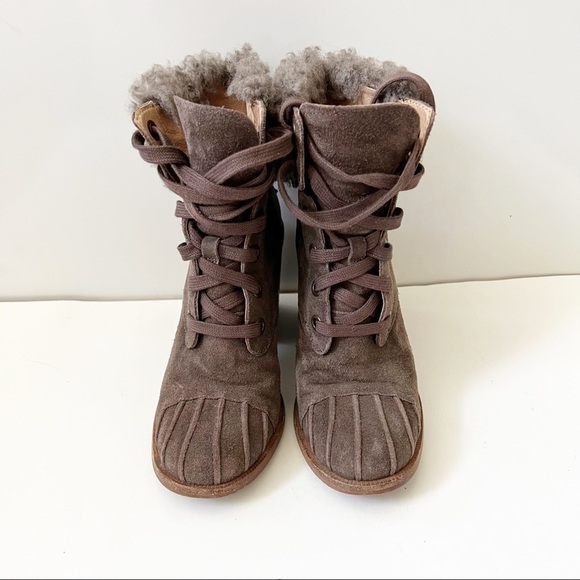 UGG Jaxon Suede Shearling Heeled Boots - Picture 5 of 14